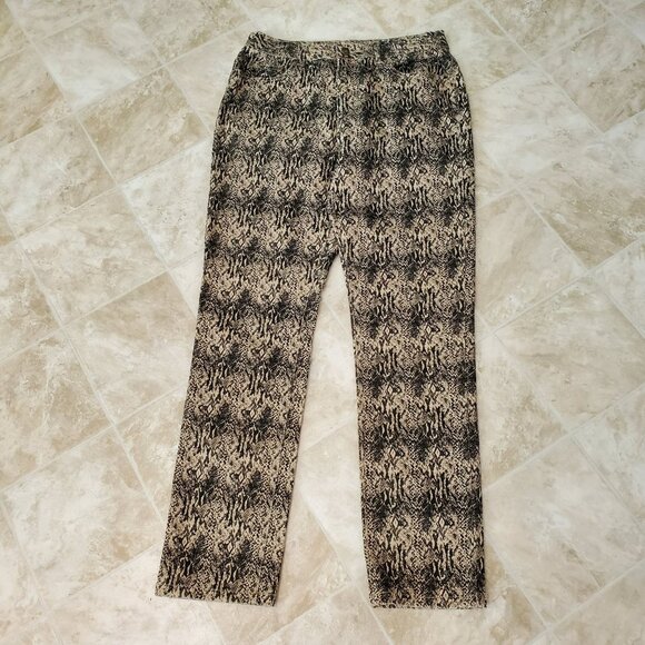 DG2 Diane Gilman Jeans  Size 8 Snake Animal Print Pants Beige Black - Picture 1 of 7